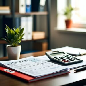 AI 연말정산 비결을 위해 필요한 서류와 계산기 이미지